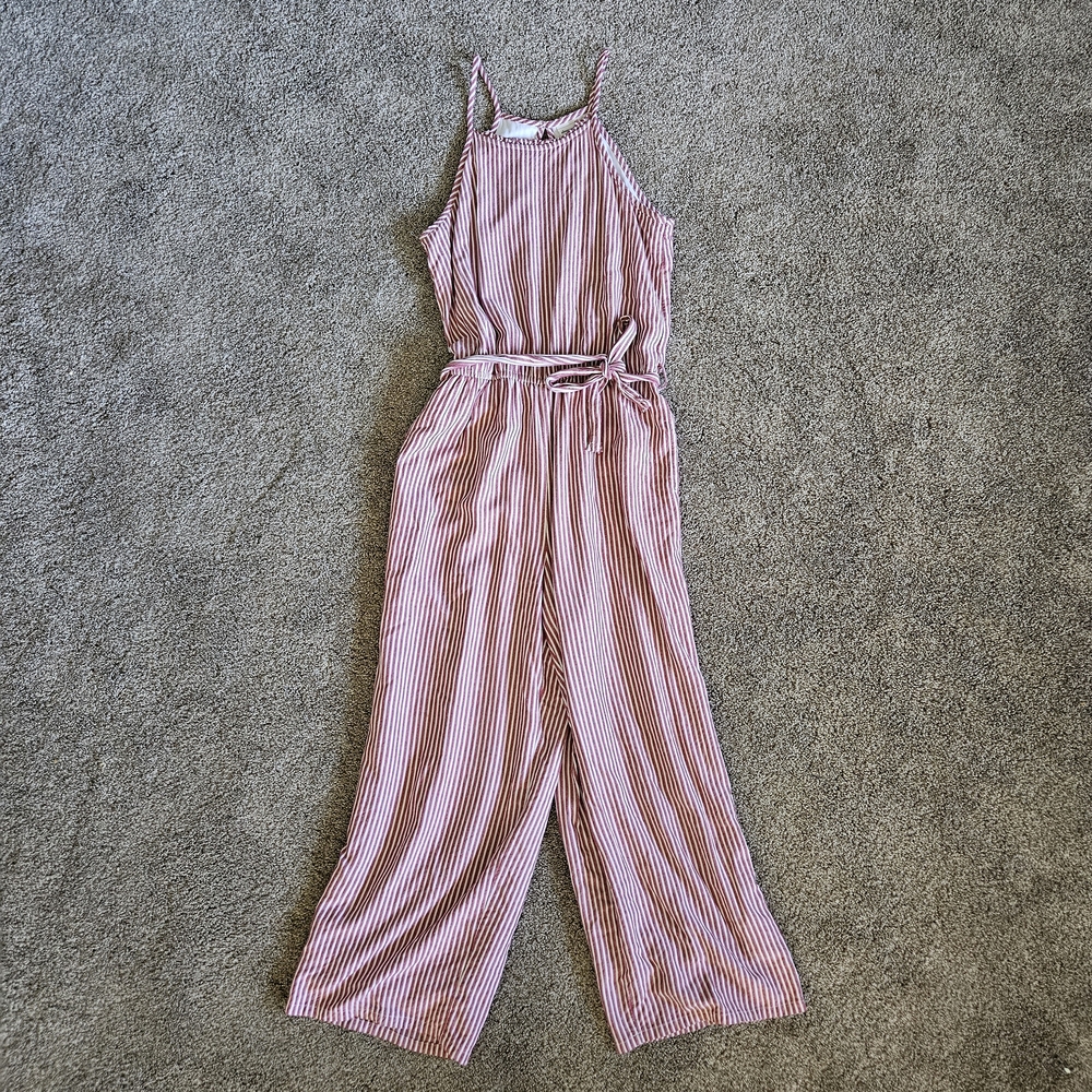 Abercrombie & Fitch Red and White Striped Jumpsuit Kids Size 15/16